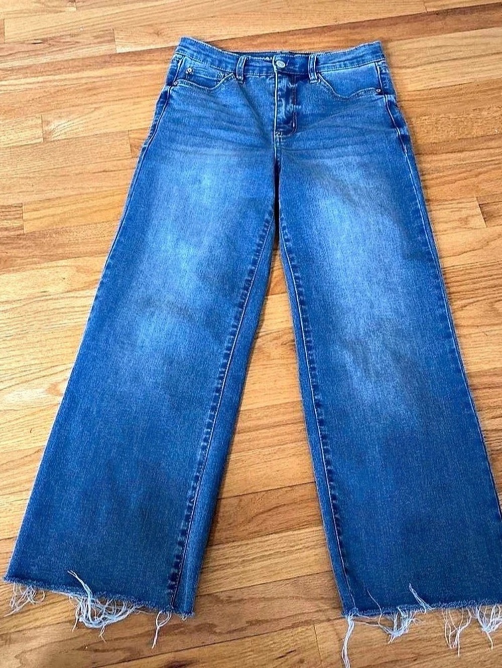 WallFlower The Fearless Curvy Super High Rise Flare Jeans in Blue Waist 3